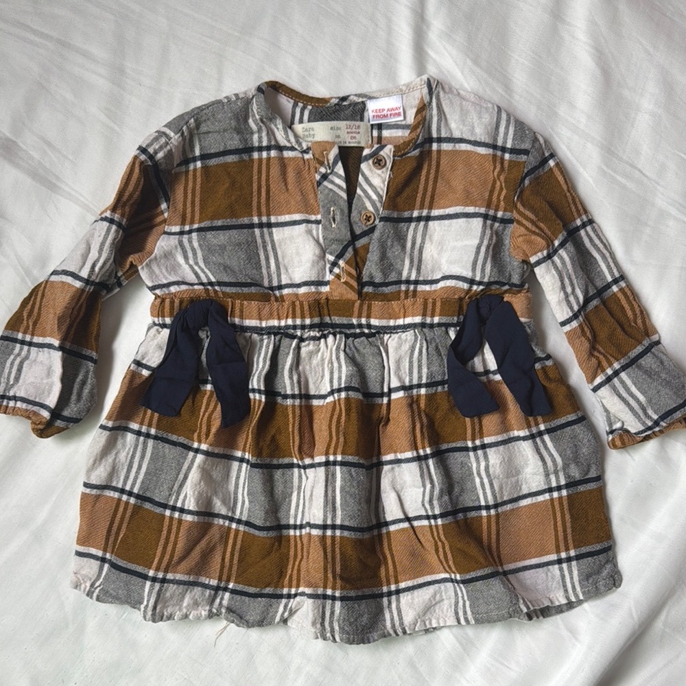 Zara Baby- Plaid Kids dress with Bow Accents